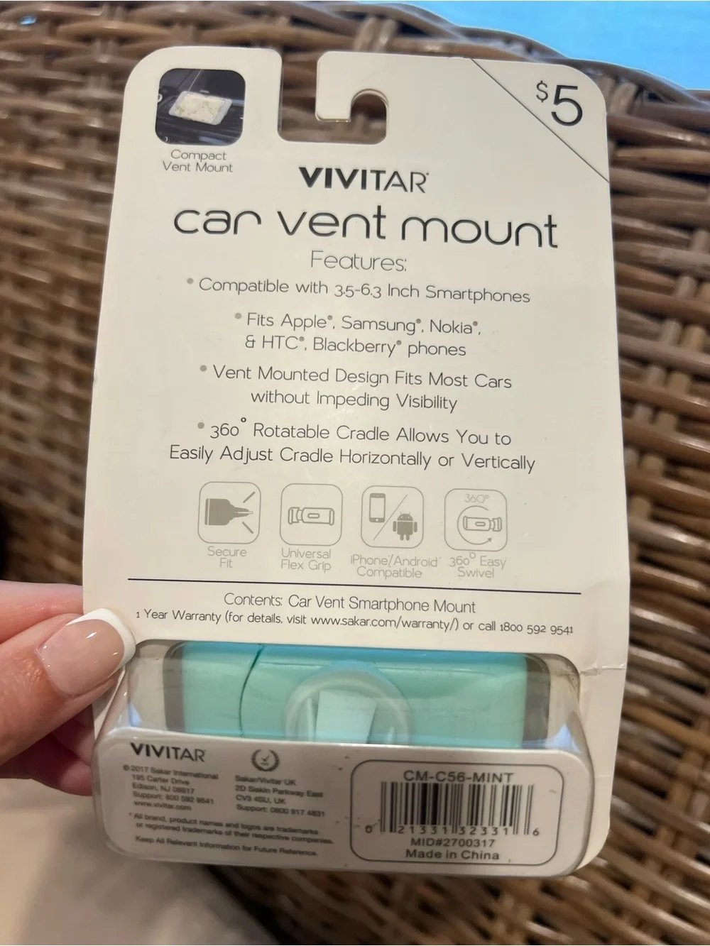 Vivitar Mint Green Universal Car Vent Phone Mount